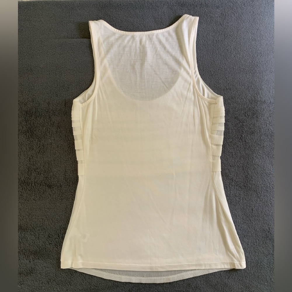 Express Cream Ribbed Fitted Tank Top - Picture 6 of 6